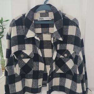 Zara Black And White Plaid Overshirt